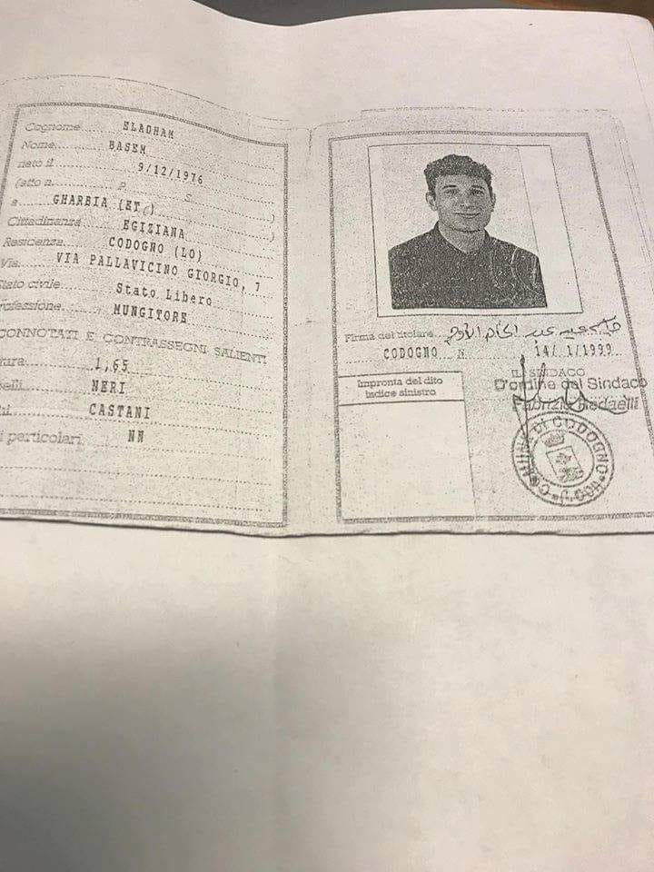 صورة جواز سفر المغترب الذي عثر على هيكله العظمي في إيطاليا/مواقع النواصل الاجتماعي