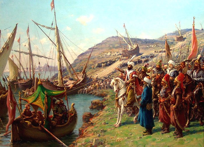 صورة تخيلية للجيش العثماني الذي قاده السلطان محمد الفاتح في معركة فتح القسطنطينية سنة 1453 (Wikimedia)