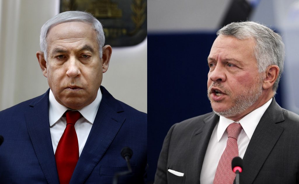 الملك عبد الله الثاني ورئيس الوزراء الإسرائيلي بنيامين نتنياهو
