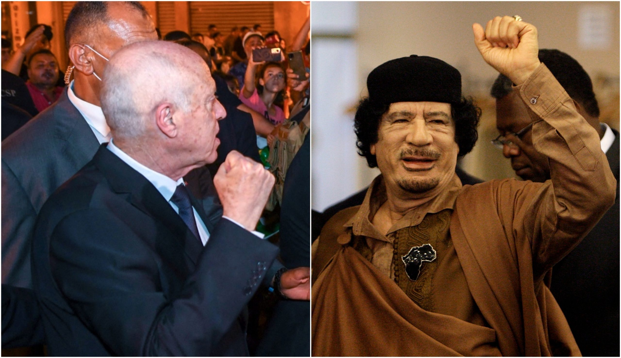 معمر القذافي وقيس سعيد