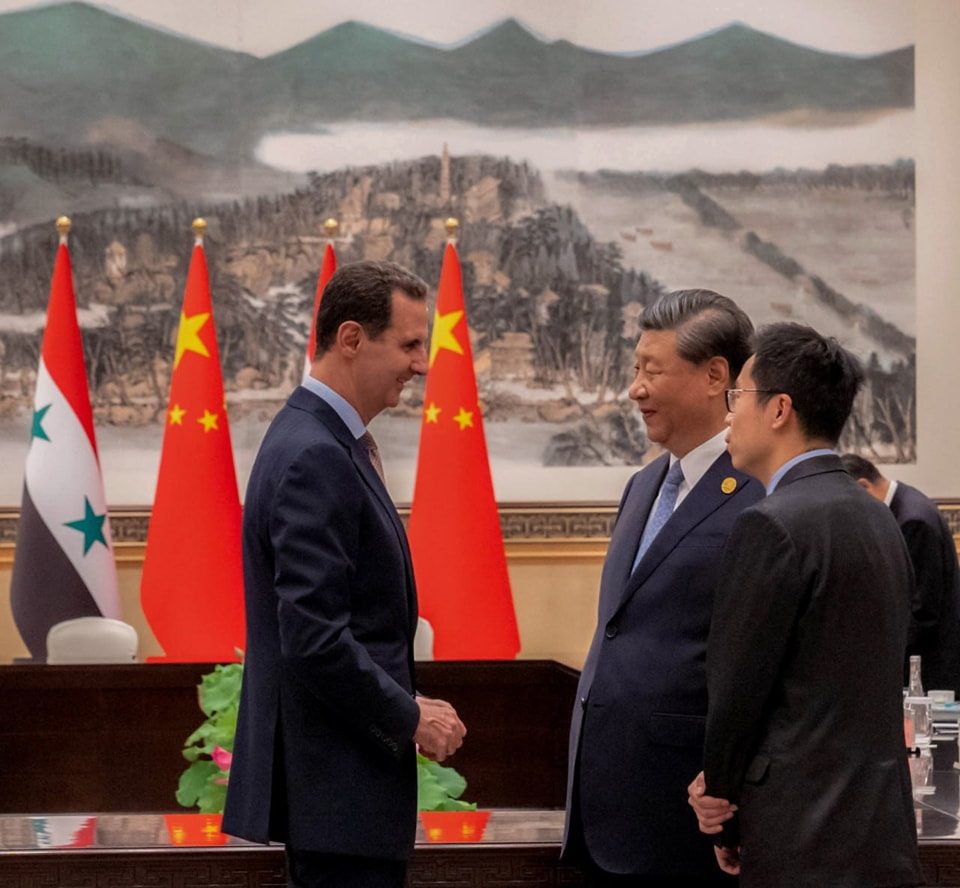بشار الأسد والرئيس الصيني شي جين بينغ في بكين، تويتر