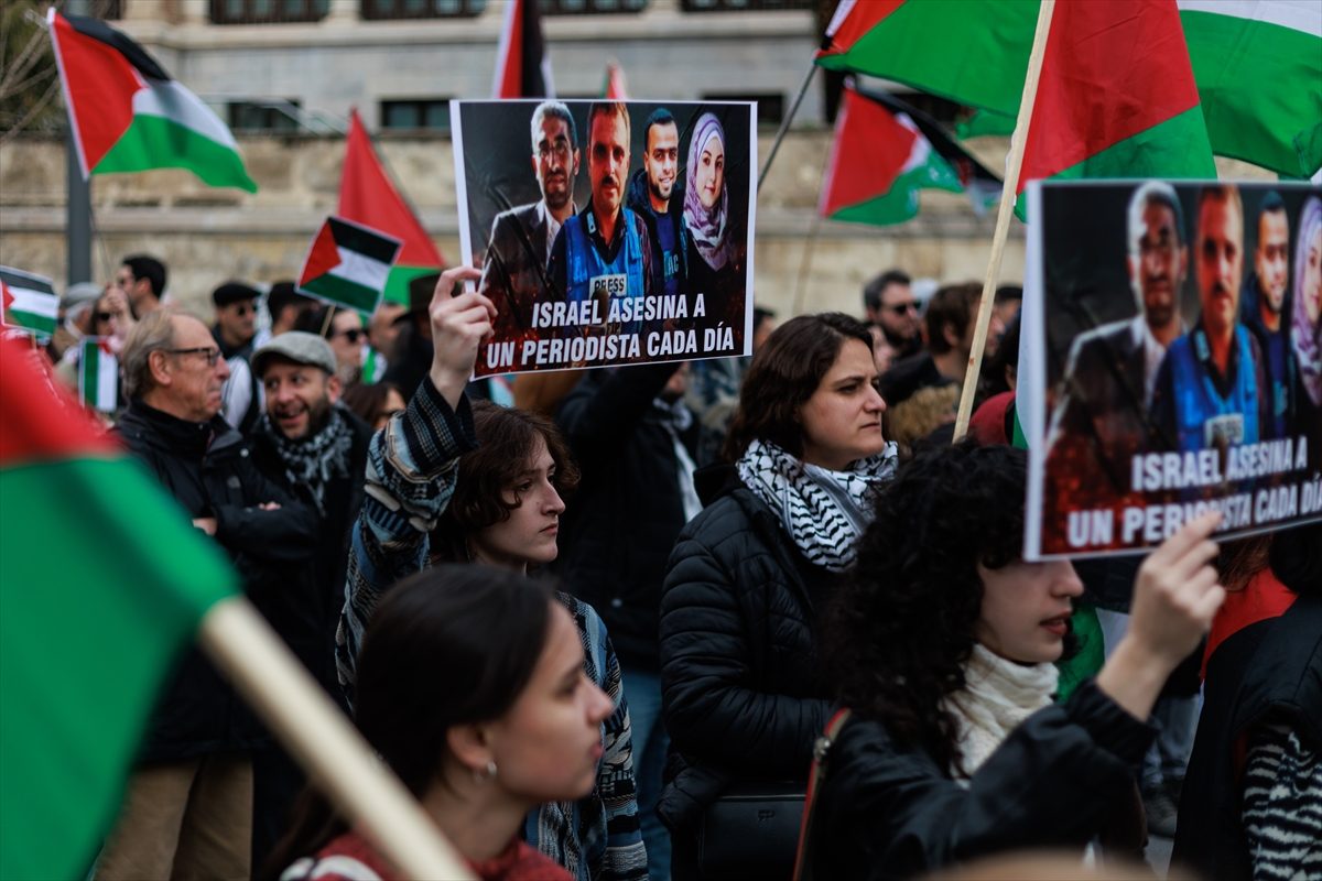 مظاهرة داعمة لفلسطين في إسبانيا/الأناضول