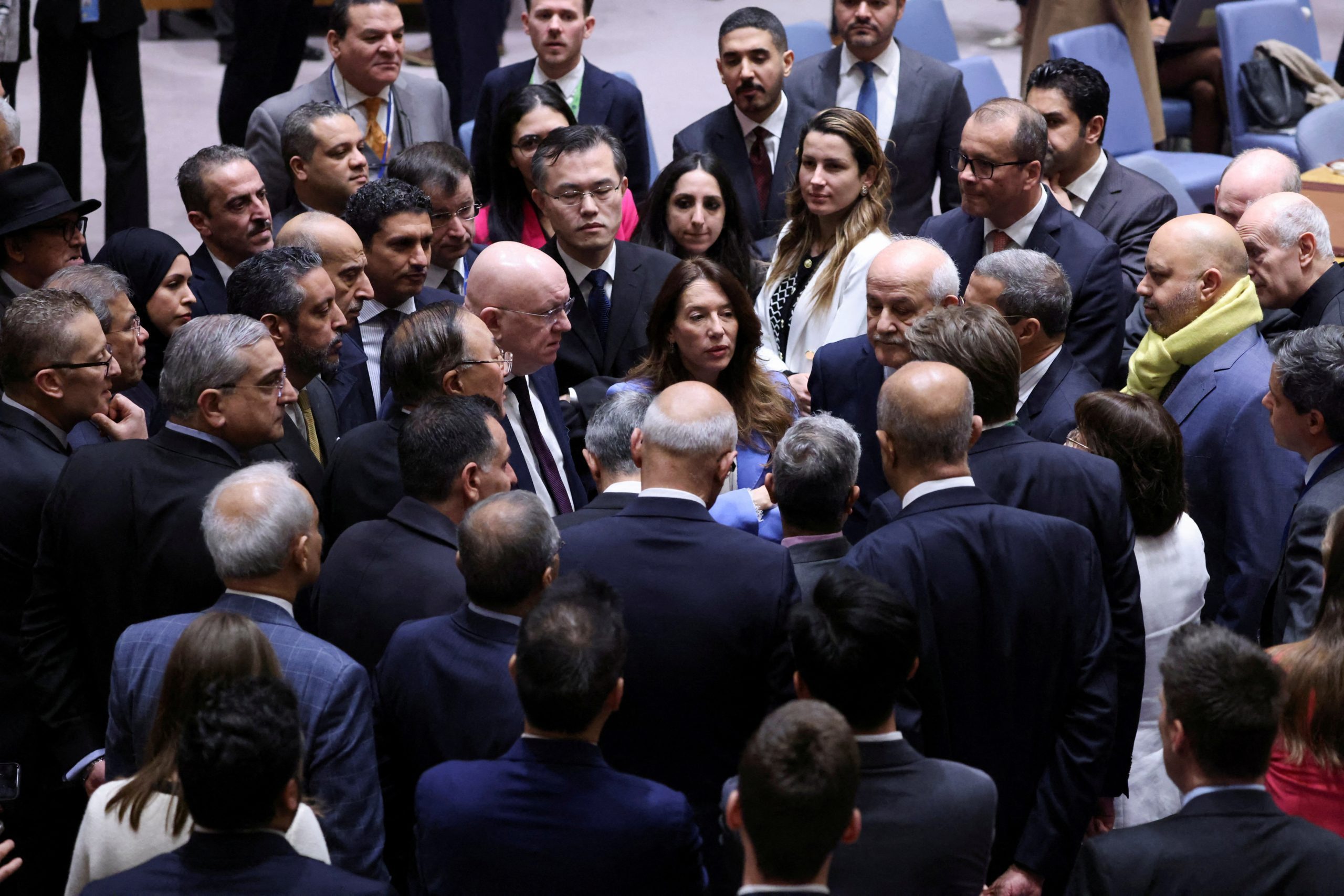 أعضاء مجلس الأمن يصوتون في نيويورك على قرار بشأن غزة يطالب بوقف فوري لإطلاق النار/رويترز<br>