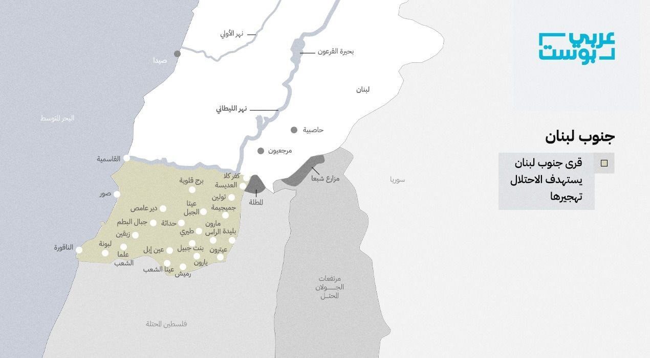 المنطقة الواقعة بين الخط الأزرق نهر الليطاني/عربي بوست<br>