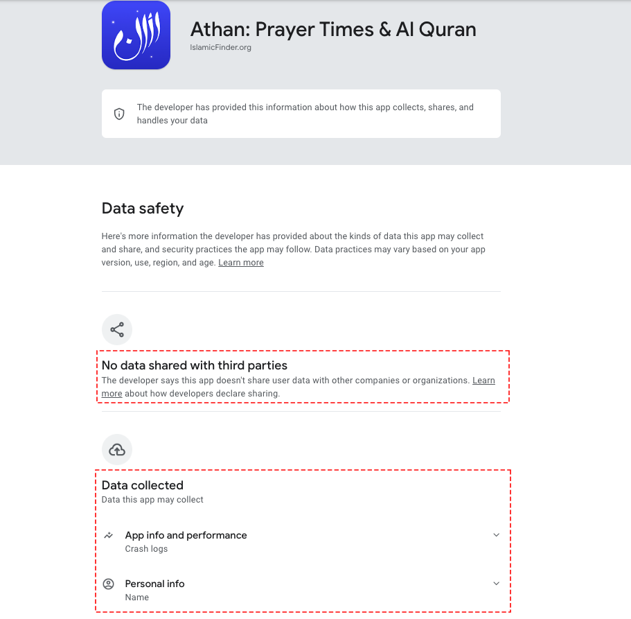 التطبيقات الدينية بيانات المستخدمين