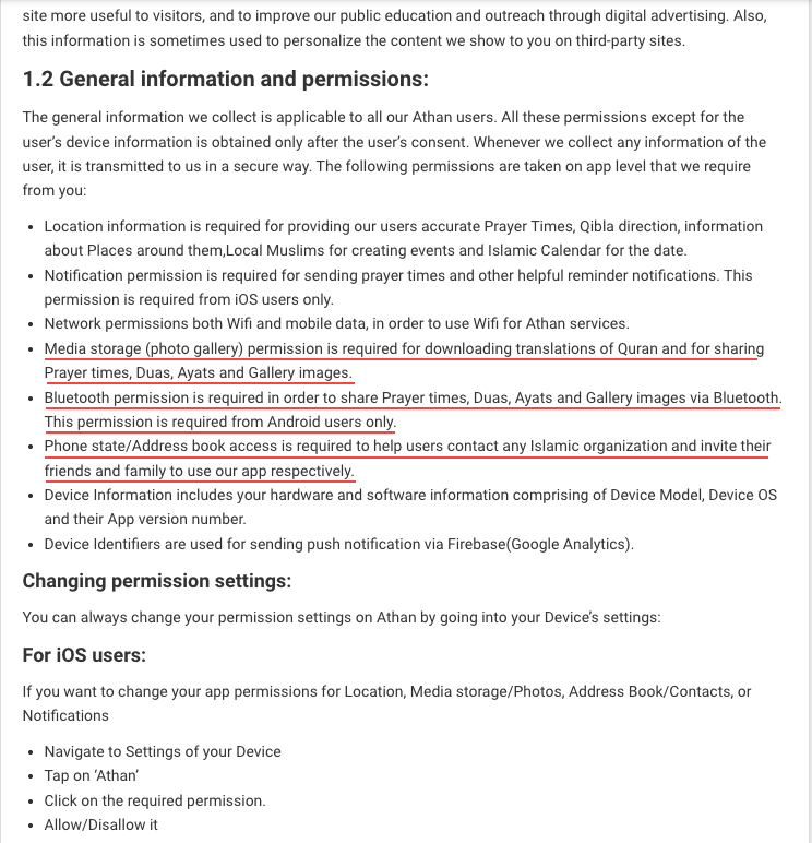 التطبيقات الدينية بيانات المستخدمين