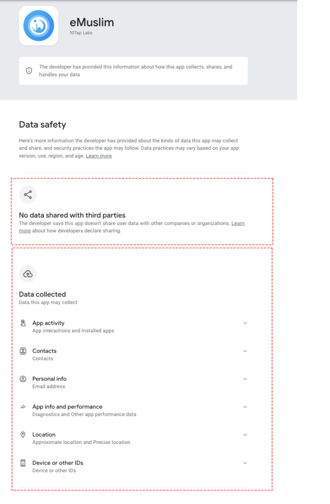 التطبيقات الدينية بيانات المستخدمين